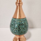 Vintage Persian Copper Bud Vase   8    Real Turquoise Inlay   Handcrafted Decor