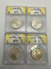 Lot Of 4 Ah1370  1950  Saudi Arabia 1 Riyal Silver Coin - Anacs Ms 65  Rare   