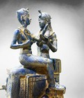 Isis Goddess And Horus With Anubis God - Magnificent Statue For Famous Gods