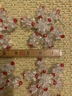 Vintage Lot 10 Handmade 4   Beaded Snowflake Christmas Tree Ornaments Red White
