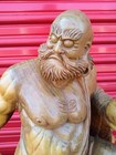 Large Old Hand Carved Wood Wooden Statue Chinese Asian Warrior God Man Carving