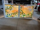 Antique Stained Glass Window Pair