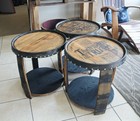 Whiskey Barrel Side Table     Reclaimed Bourbon Barrel Rustic End Table   Handmade