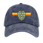 Vintage Retro Hop Cone Stripe Washed Hat Craft Beer Brewing Graphic Baseball Cap
