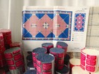 New 1980 s Latch Hook Rug Kit   Yarn mary Maxim Floral Parquet Pink  Blue 48x26