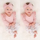 Infant Newborn Baby Girl Romper Tops Jumpsuit Pants Headband Outfits Clothes Set