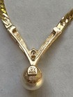 Vintage 14k  Pearl Drop Diamond Necklace 14k Av  4 2 Grams  16   