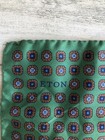    read    Eton Silk Pocket Square Green Geometric Floral Pattern Handmade In Italy