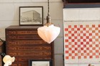 Antique Milk Glass Opaline Ornate Industrial Pendant Lamp Light White Vtg Rococo