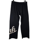 Pink Victoria s Secret Sweatpants Xs Black Drawstring Lounge Pants Raw Hem