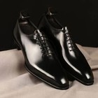 New Handmade Men s Genuine Black Leather Oxford Whole Cut Lace Up Dress Shoes