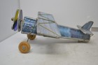 Vintage Blue Lead Stained Glass Kaleidoscope Bi-plane Airplane Handmade Works