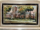 Vtg  Reverse Painting On Glass Of University Of Michigan