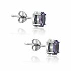 Women s 925 Sterling Silver Earrings Stud Amethyst Oval Purple Earring