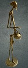 Vintage Modernist Art Tribal Sculpture   Brass Tall Sculpture  mid Century