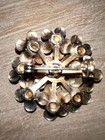 Vintage Silver Tone Flower Cluster Brooch Pin With Multicolor Round Rhinestones