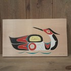 Pacific Northwest Coast First Nations Carved Loon Wooden Panel 12 5  X 7 5 