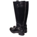 Michael Kors Black Leather Tall Riding Boots Silver Mk Logo Buckle 7m