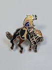 Bucking Bronco   Rider Lapel Pin Western Rodeo By Mafco Style Yellow Shirt 
