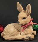 Vintage 7  Flocked Baby Deer Christmas Decoration 1980s Decor