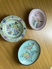 Vintage Chinese Hand Painted Porcelain Dishes     Set Of 3 Miniature Plates