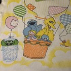 Vintage Sesame Street Baby Blanket Thermal Waffle Satin Trim Muppets Big Bird 