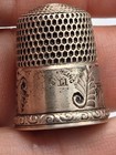 Antique Sterling Silver Sewing Thimble Simons Bros Scenic Engraved Size 11