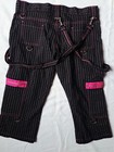Rare Vtg Serious Clothing Black Pink Stretchpinstripe Bondage Capris Y2k Size 13