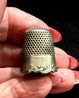 Antique Signed Ketcham   Mcdougall Sterling Silver Thimble 9 Embossed Scroll Rim