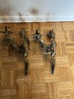 Brass Rococo Style 3 Arm Wall Sconce Candelabras  - 15    - Cast Brass Pair