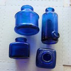 4 Vintage Cobalt Blue Glass Ink Bottles 