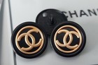 2 Chanel Steel Stamped Cc Black Gold Round Button 24mm Set Of 2