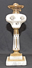 Rare Antique Sandwich White Cut To Clear Cased Glass Oil Lamp W  Astral Shade