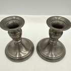 Pair Of Web Pewter Weighted 4 5-inch Candlesticks Vintage Classic Design