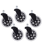 Set Of 5 3 Inch Office Chair Caster Rubber Swivel Wheels Replacement Heavy Duty
