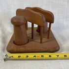 Vtg Danish Modern Genuine Teak Wood Salt And Pepper Shakers With Napkin Holder
