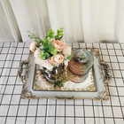 Yanizu Decorative Mirror Tray  Floral Vanity Organizer For Makeup  Jewelry  Perf