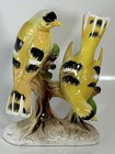 Goldfinch Birds On Branch Figurine Yellow Black White  6 5 Tall  4 75 W  Vintage