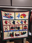 Vintage Christmas Hand Quilted Wall Hanging Or Throw Beautiful Shape 4 x4 5 