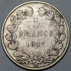 1847-a France 5 Francs Vf Louis Philippe Paris Silver Crown Coin  24042403r 