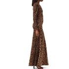 A l c  Leopard Long Sleeve Gown Brown Size 4 Silk Maxi Dress Cutout Waist  895