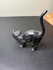 Vintage Cast Iron Black Cat Arched Back Doorstop Halloween Decor 4 Lbs 