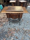 Antique Treadle Sewing Machine Ornate Wood Cabinet Cast Iron Base Pre-1930
