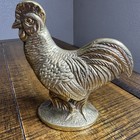 Pair Of Vintage Chicken Figurines Heavy Brass Hen Rooster Korea