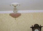 861 Antique Vintage 30 s 40 s  Ceiling Light Lamp Fixture Glass Shade Chandelier
