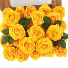  Artificial Flowers Real Touch Fake Rose Flowers Soft Foam Roses 30pcs Yellow