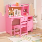 Kids Study Desk W chair Children Study Table W  Hutch And Storage Cabinet