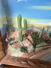 Vintage Landscape View Tucson Arizona 3-d Desert Scene Diorama Cactus 10 x7   