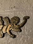 Beautiful Antique Molded Brass Decorative Cherub Embellishment     Vgt 5 5   