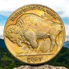 1936 Hobo Buffalo Nickel Carved Indian Gold Plated Novelty Antiqued Metal Coin